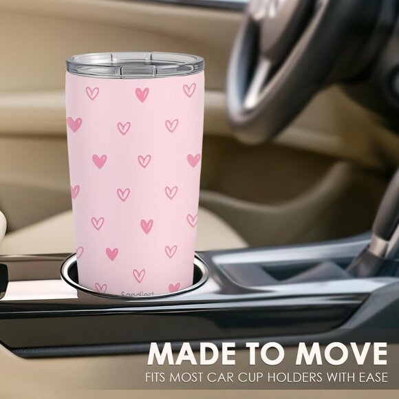 Heart Tumbler 20oz, Stainless Steel Travel Cup with Lid, Insulated Coffee Mug, H - Picture 7 of 7